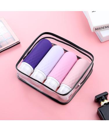 Gemice 90ml Silicone Travel Bottles Set - 4 Leak-Proof Cosmetic Containers BPA-Free & FDA Approved for Shower Gel & Lotion - Ideal Travel Accessories in Purple - Buy Online on GoSupps.com