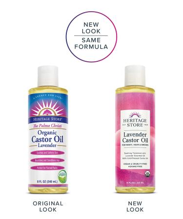 Heritage Store Palma Christi Organic Castor Oil with Lavender - 8 fl oz (240 ml) | Natural Skin & Hair Care - Buy Online on GoSupps.com