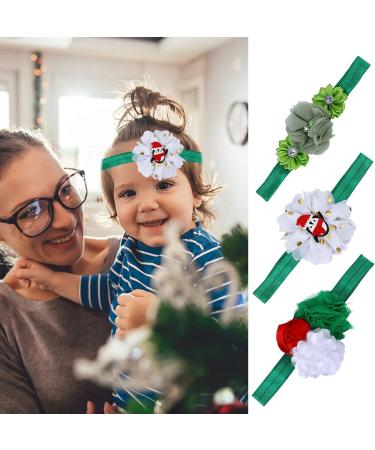 Lurrose 3pcs Floral Headbands Christmas Santa Cloth Hair Bands for Baby Girls - Elastic Hair Accessories for Newborns, Infants, Toddlers and Kids - Buy Online on GoSupps.com