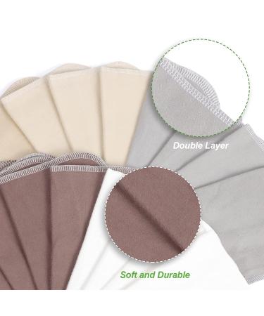 Haakaa Reusable Cotton Cloth Wipes - Ultra Soft Absorbent Diaper Wipes | Washable Kitchen Cleaning Rags | Safe Personal Care Tissue - 8PK Size S Grey & White - Buy Online on GoSupps.com