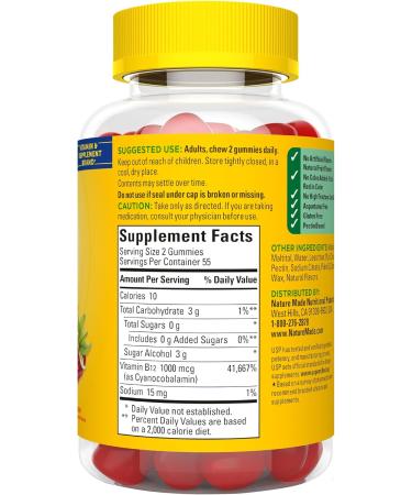 Nature Made Zero Sugar Energy Vitamin B12 Gummies 1000 mcg per Serving B12 Vitamin Energy Metabolism Support Aspartame Free 110 Sugar Free Gummies 55 Day Supply 110 Count (Pack of 1) - Buy Online on GoSupps.com