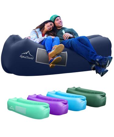 AlphaBeing Inflatable Lounger - Best Air Lounger Sofa for Camping, Hiking - Ideal Inflatable Couch for Pool and Festivals - Perfect Inflatable Beach Chair for Adults Navy