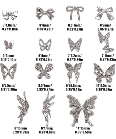 3D Butterfly Nail Charms 150PCS Silver Butterfly Wing Bowknot Bow Nail Gems Metal Alloy Cute Nail Art Decorations Supplies for Women Girls Manicure Design DIY Crafts (A Silver) - Buy Online on GoSupps.com