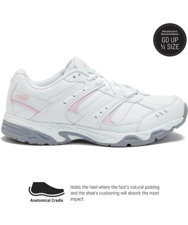 Avia Avi-Verge Women's Sneakers - Court Walking Cross Training Tennis Pickleball Shoes - Size 8 Bright White/Pink/Silver/Grey - Buy Online on GoSupps.com