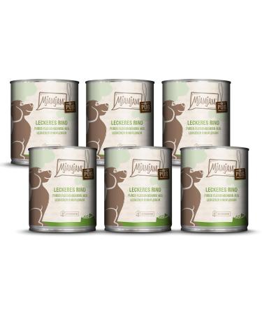 MjAMjAM - Premium Wet Food for Dogs - Pure Meat Pleasure - Pure and Delicious Beef Pack of 6 (6 x 800g) Grain Free with Extra Meat