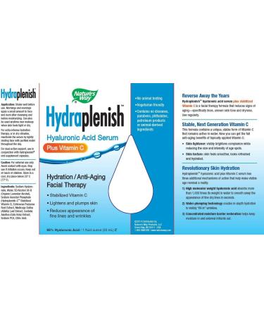 Natureâ€™s Way Hydraplenish Serum with Sodium Hyaluronate & Vitamin C - 1 oz Moisturizing Boost - Buy Online on GoSupps.com