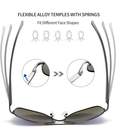 Joopin Polarised Sunglasses Al-Mg Metal Frame Double Bridge Aviation Sunglasses | UV Protection for Men & Women - A06 Gun Frame Blue Mirrored Lens - Buy Online on GoSupps.com