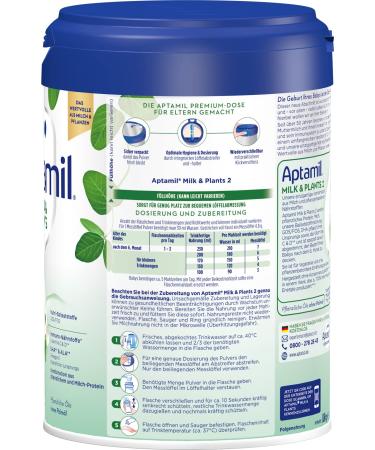 Aptamil Milk & Plants 2 - Follow-On Formula for 6+ Months | Omega 3 DHA & ALA | Palm Oil-Free Baby Milk Powder 800g - Buy Online on GoSupps.com