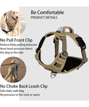 Funfox No Pull Dog Harness for Large Dogs - Adjustable Anti-Train Safety Harness | Breathable XL Brown Chest Harness - Buy Online on GoSupps.com
