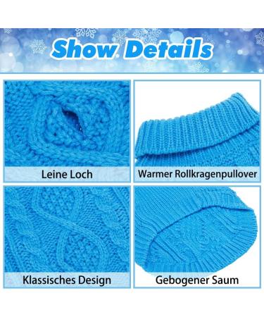 Bingpet Dog Knit Sweater with Turtleneck - Classic Braid Warm Sweater for Dogs & Cats - Small Blue Autumn & Winter Outfit - Buy Online on GoSupps.com