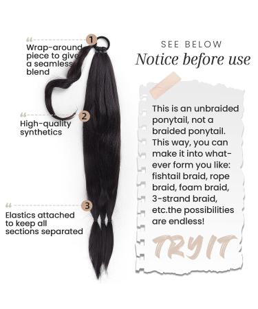 HAIRCUBE Long Braided Ponytail Extension | Wrap Around Hair Extensions | Synthetic Hair Piece for Women | 32 Inch 150g | Black Brown - Buy Online on GoSupps.com
