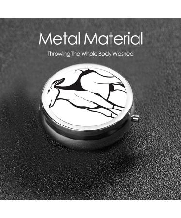 Buy Brown Goat Round Pill Box - 3 Compartment Portable Medication Organizer for Travel & Vitamins - Buy Online on GoSupps.com