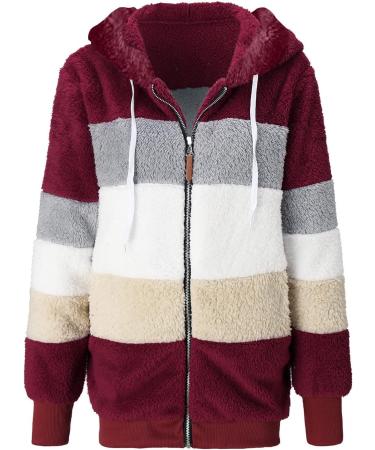 Shop Hanxiulin Oversized Winter Coat - Plush Jacket & Hoodie for Women | Warm Windproof Fluffy in B-Wine - Size 3XL & Color Variants - Buy Online on GoSupps.com