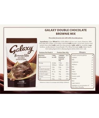 Galaxy Double Chocolate Brownie Mix - 5 x 360g (Makes 60 Brownies) | Decadent Treat for Chocolate Lovers - Buy Online on GoSupps.com