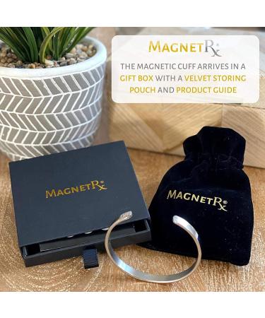 MagnetRX Men's Magnetic Bangle Bracelet - Elegant Golf/Tennis Elbow Relief & Balance - Polished Silver Large - Buy Online on GoSupps.com