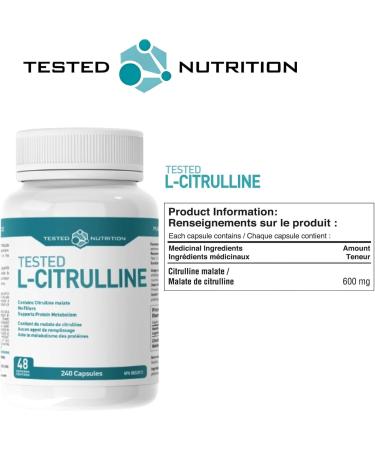 Tested Nutrition L-Citrulline Capsules | 600mg Citrulline Malate Capsules | Nitric Oxide Booster Increased Muscle Pumps Performance Endurance | 48 Servings (240 Capsules) - Buy Online on GoSupps.com
