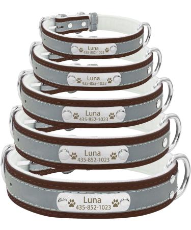 Senristar Personalized Reflective Dog Collar & Leash Set | Custom Engraved Name Tag for Small Medium & Large Dogs & Cats - Brown (XS 1.5cm Width 19-25cm Neck) - Buy Online on GoSupps.com