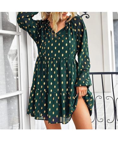 Naroote Womens Fashion Dress V-Neck Breathable Drawstring Travel Dress for Business Women Small Dark Green - Buy Online on GoSupps.com