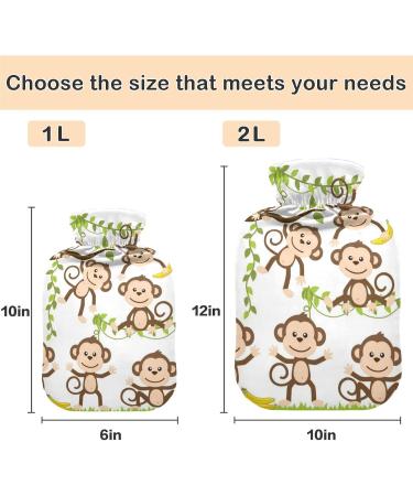 NAANLE Cartoon Monkey Hot Water Bottle - 1L Transparent Heat Bottle for Bed Hand & Foot Warmer Pain Relief & Cold Therapy - Buy Online on GoSupps.com