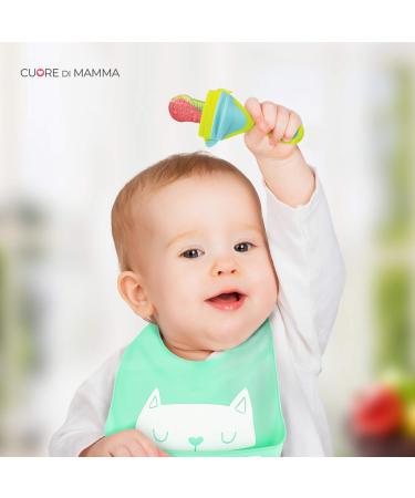 Dahema Newborn Pacifier & Bib Set - Waterproof Silicone Teething Bite Ring Ideal Weaning & Gum Massage - Light Blue - Buy Online on GoSupps.com