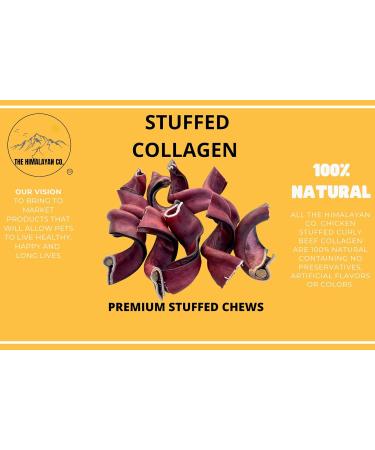 Stuffed Curly Beef Collagen Sticks for Dogs - Long Lasting Collagen Chews 5 INCH/9 INCH *(9 INCH 5 Pack Approx. 500 Grams)* - Rawhide Free - Bully Stick Alternative Supports Joint/Skin/Coat Health  - Buy Online on GoSupps.com