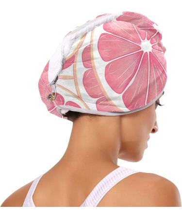 Buy Pink Grapefruit Slices Hair Towel 2 Pack | Super Absorbent Quick Dry Hair Turbans for Women & Girls - Buy Online on GoSupps.com