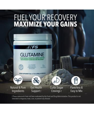  NF Sports Pure Glutamine Powder for Muscle Recovery, Immunity Support & Focus - L-Glutamine Powder for Women/Men. Post Workout Recovery Drink - Vegan, Gluten Free - Unflavored (300g, 60 Servings) - Buy Online on GoSupps.com