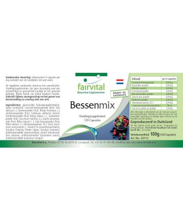 Fairvital Berry Mix | High Dose Antioxidant Capsules - Vegan - 120 Count - 8 Berries & Spirulina for Optimal Health - Buy Online on GoSupps.com