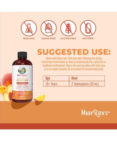 MARYRUTH'S Liquid Multivitamin+Hair Growth | Biotin 10000mcg | Lustriva Hair Growth Supplement | Clinically Tested in Women for Thicker Hair&Facial Wrinkle | Skin Care | Ages 18+ | 15.22 Fl Oz Peach Mango 15.22 Fl Oz (Pack  - Buy Online on GoSupps.com