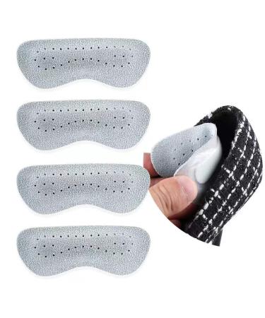 Premium Durable Leather Breathable Heel Grips Pad for Shoes Too Big 4 Pieces Heel Cushions Inserts for Loose Shoes Prevent Heel Slip &Blister Heel Liners Reusable Improved Shoe Fit Unisex (Grey)
