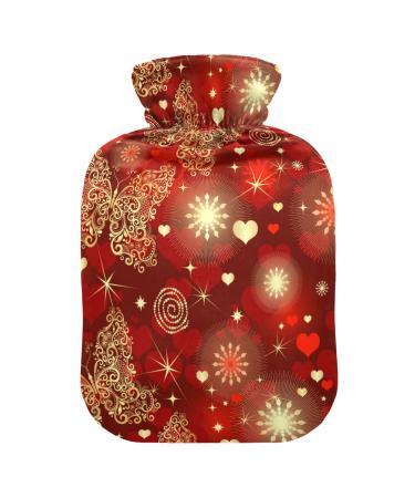 Valentine's Day Hearts Hot Water Bottle with Cover Hot Water Bottles for Pain Relief Hand Feet Warmer Heating Bag for Headaches 1L
