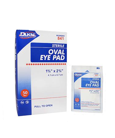 Dukal Oval Eye Pads 1 5/8 x 2 5/8. Pack of 50 Cotton Pads for Eyes. Absorbent Sterile Pads for Eye Protection. Easy Place tab. Individually Wrapped. Sealed Edges 841
