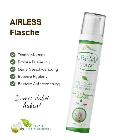 Hemp Phytomedical Intensive Hand Cream - Nourishing Jojoba Oil Hemp Oil Aloe Vera & Glycerin for Dry Cracked Hands | 50ml - Buy Online on GoSupps.com