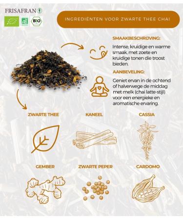  FRISAFRAN FRISAFRAN | Organic Loose Leaf Chai Black Tea 200g | Antioxidant | Energizing | Anti-inflammatory | Detoxifying | Decaffeinated | Natural | sa - Buy Online on GoSupps.com