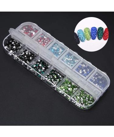 12 Grids Nail Art Rhinestones DIY Nail Decoration Glitter Beads Manicure Tool with Fashionable Design Safe Material for Nails (Rhinestone 6#) - Buy Online on GoSupps.com