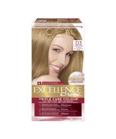 L Or al Paris Excellence Cr me Permanent Hair Color D3 Dark Golden Blonde 100% Grey Coverage Hair Dye 1 EA (Packaging May Vary) D3 Dark Golden Blonde Cream formula