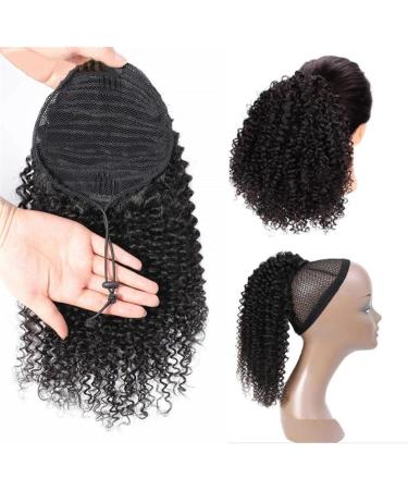 Human Hair Ponytail Hair Piece Ponytail Extension for Black Women Kinky Curly Drawstring Pony Tail Malaysia Real Human Hair Clip in Afro Curly Ponytail Hairpieces Natural Black Ponytail Hairpiece f 26inches Natural Color - Buy Online on GoSupps.com