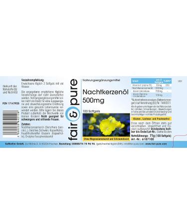 Fair & Pure Evening Primrose Oil 500mg - 100 Softgels | High Dosage with Linoleic Acid Linolenic Acid & Vitamin E - International Shipping Available - Buy Online on GoSupps.com
