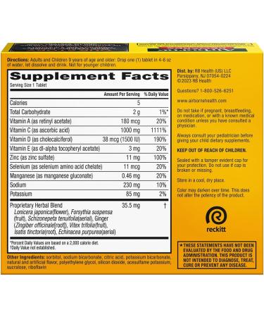 Airborne 1000mg Vitamin C + Zinc Sugar Free Multivitamin Immune Support Effervescent Fizzy Drink Tablets Zesty Orange Flavor with Powerful Antioxidants Vitamins A C & E 30 Tablets (2 Pack) - Buy Online on GoSupps.com