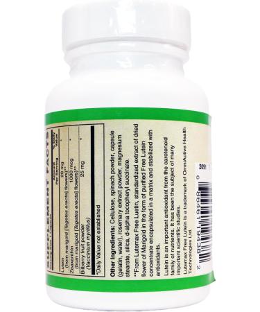 AlchePharma Lutein Plus 20 MG (crystalline Free Lutein) w/Zeaxanthin and Bilberry - Lutemax  - Buy Online on GoSupps.com