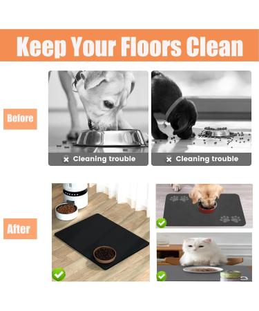 High-Quality Slide-Resistant Dog Bowl Pad - 60x40cm Super Absorbent & Quick-Drying Mats for Cats & Dogs | Dark Gray - Set of 2 - Buy Online on GoSupps.com