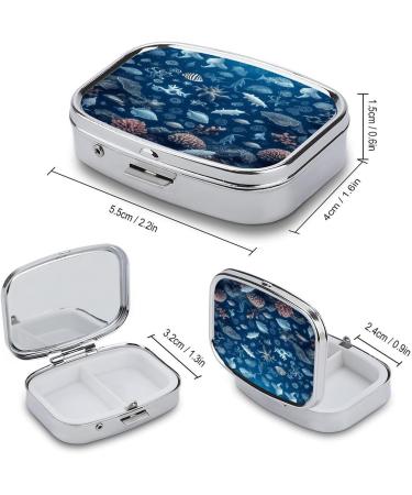 Underwater Marine Life Pill Box | 2 Compartment Decorative Metal Pill Organizer for Travel & Everyday Use - Buy Online on GoSupps.com