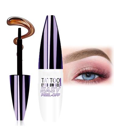 Easy Peel-Off Eyebrow Gel- Waterproof & Sweatproof Tattoo Eyebrow Gel Easy Peel Off for Women Long-Lasting Eye Brow Tinted Cream for All Skin Types (Brown)