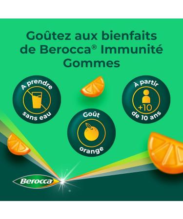 Berocca Immunity Gums - Multivitamin Dietary Supplement - 8 Vitamins and Minerals - Including Vitamin C D and Zinc - Supports Immunity in Everyday Life - Orange Flavor 3x60 Gums - Buy Online on GoSupps.com