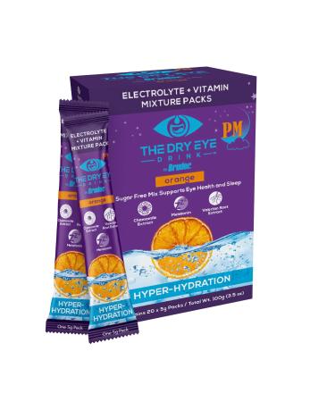 l Ultimate Hydration for Dry Eyes l Sugar-Free Electrolyte Powder Packets l Blended with Vitamins Green Tea Turmeric Taurine and DHA l 5g x 20 Packets (Orange PM)
