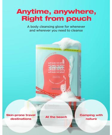 Exfoliating Bubble Body Scrub Wash Glove - Korean Vegan Peeling Mitts with AHA | Allergen Free Floral Musk Scent - 5 Pads for Glowing Skin - Buy Online on GoSupps.com