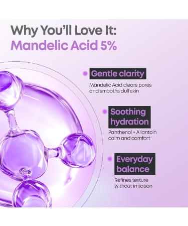 NINELESS Molecule-Clear 5% Mandelic Acid Serum - Korean Skincare Gentle AHA Exfoliating for Sensitive Skin - Panthenol Allantoin Sodium Hyaluronate - Hydrating Soothing Barrier Support 1.01 fl oz 03 Mandelic Acid (Bala  - Buy Online on GoSupps.com