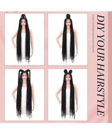 Kalyss Triangle Knotless Twist Braided Wig Full Lace Front with Baby Hair - Black-1B - Buy Online on GoSupps.com