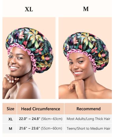 Mikimini Waterproof Shower Hood for Women & Girls - 2 Pack Rainforest Floral with Pink Lace - Reusable Medium Size - Buy Online on GoSupps.com