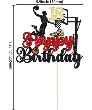 1Pc Cheers to 18 Years Birthday Cake Topper Glitter Hello 18 Sweet 18 Cake Pick Eighteen Years Old Birthday Cake Decoration for 18th Birthday Basketball Sports Party Supplies Black Multicolour-12 - Buy Online on GoSupps.com